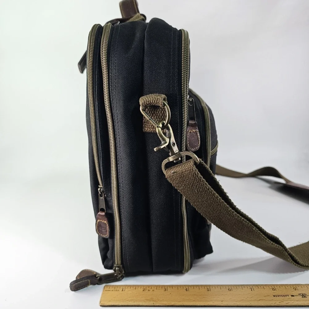 Vtg GH Bass Messenger Briefcase Shoulder Laptop Padded Leather Nylon Zip Case